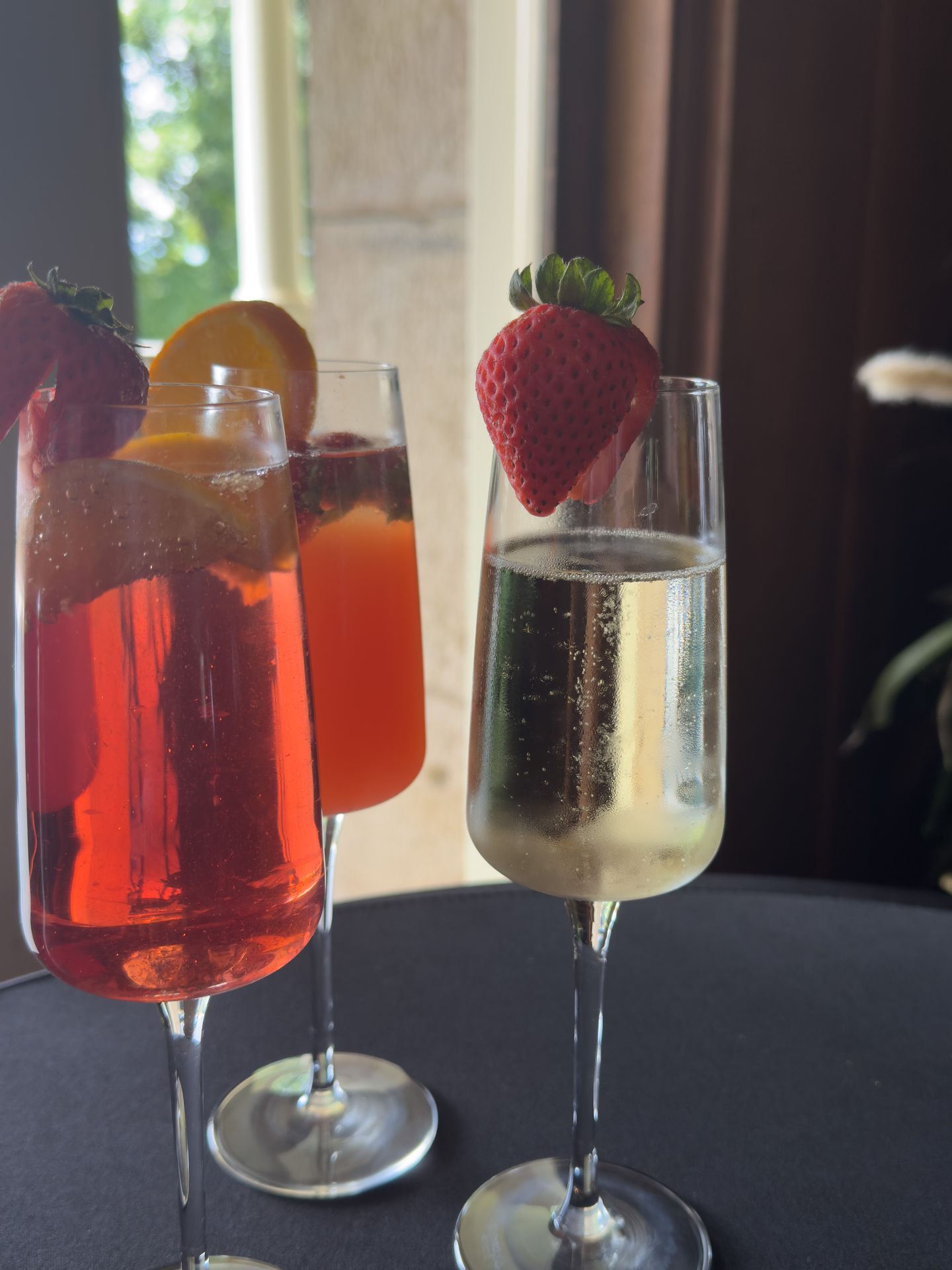 Glasses of champagne at brunch